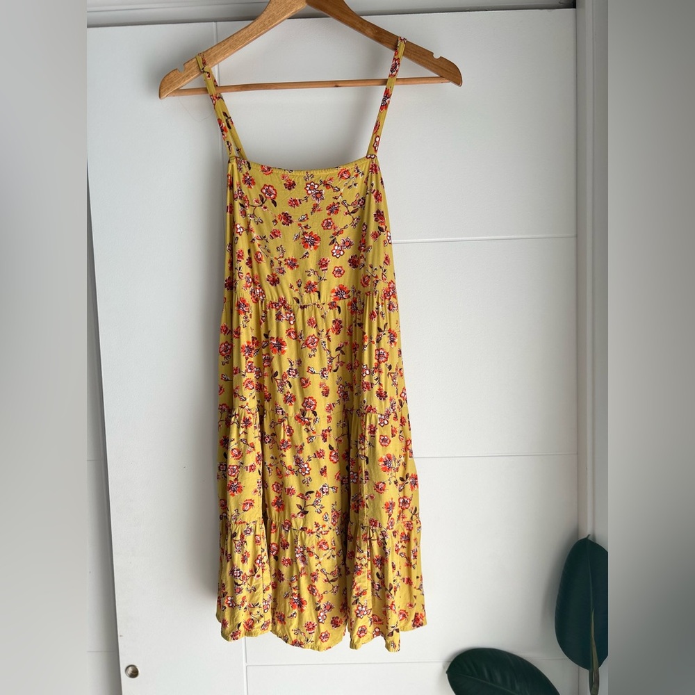 Old Navy Yellow Dress with Red Floral Design